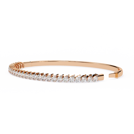 Round Tennis Bangle Bracelet Prong Setting - view 3