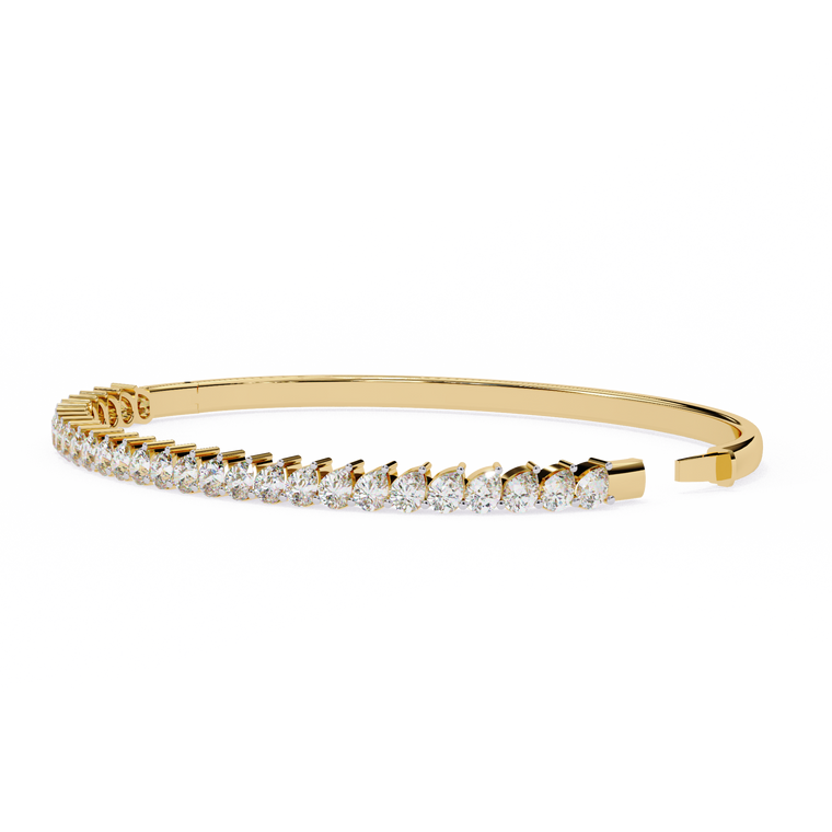 Round Tennis Bangle Bracelet Prong Setting - view 2