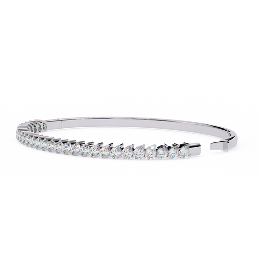 Round Tennis Bangle Bracelet Prong Setting - view 4