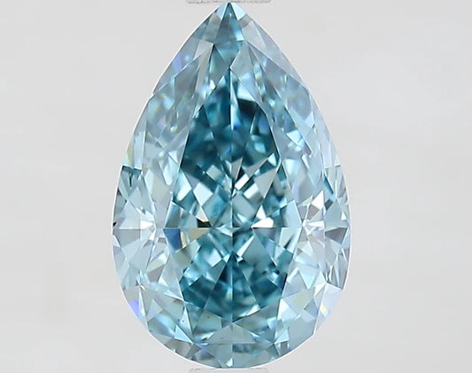 Brilliant 1.55 CT Pear Shape Fancy Vivid Greenish Blue Color VS1 Clarity Moissanite Diamond For True Lines