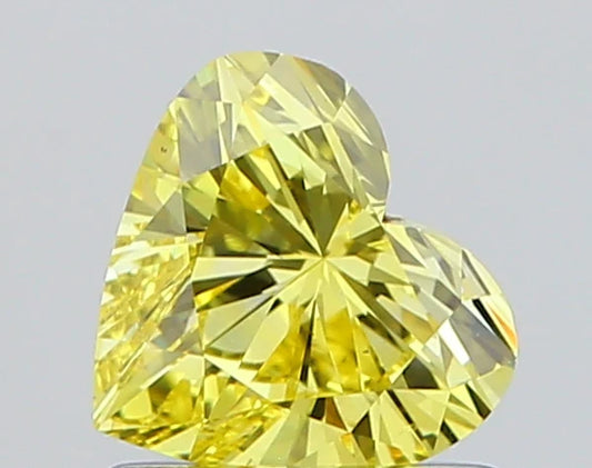 Custom Luxury Of 0.78 CT Heart Shape Fancy Intense Yellow Color VS1 Clarity Moissanite Diamond For Party ring