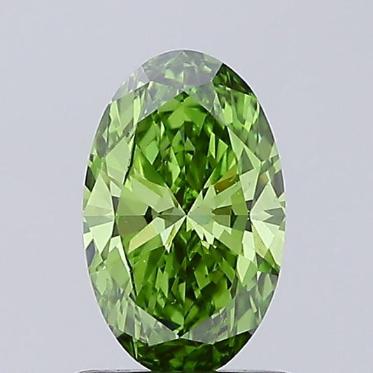 Dazzling Of 0.91 CT Oval Shape Fancy Light Yellowish Green Color VS2 Clarity Lab Grown Diamond For True Grace