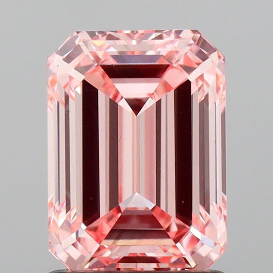 Dazzling Of 1.52 CT Emerald Shape Fancy Intense Pink Color VS2 Clarity Lab Grown Diamond For Found Time