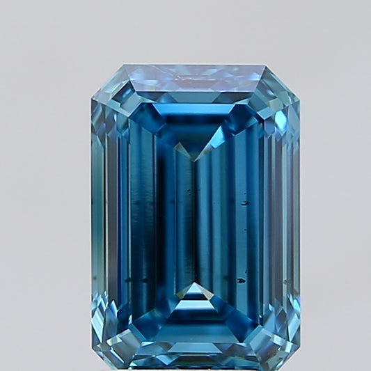 Dazzling Of 3.08 CT Emerald Shape Fancy Vivid Blue Color VS2 Clarity Lab Grown Diamond For Warm Echo