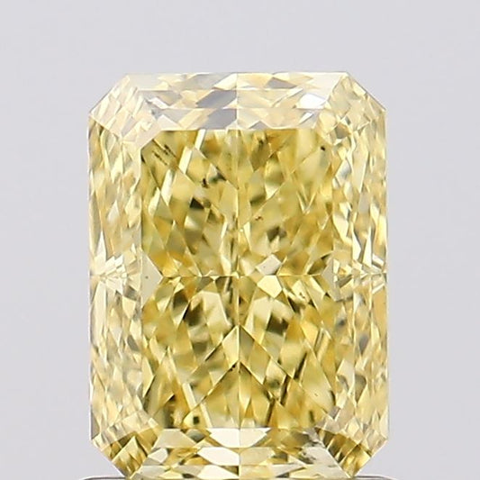 Dazzling VS2 Clarity 1.01 CT Radiant Shape Fancy Intense Yellow Color Moissanite Diamond For Surprise Ring