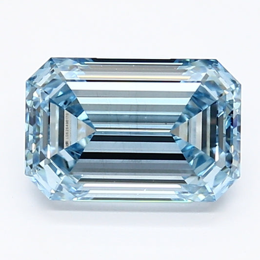Fine Of 1.50 CT Emerald Shape Fancy Intense Blue Color VS2 Clarity Lab Grown Diamond For Bright Side