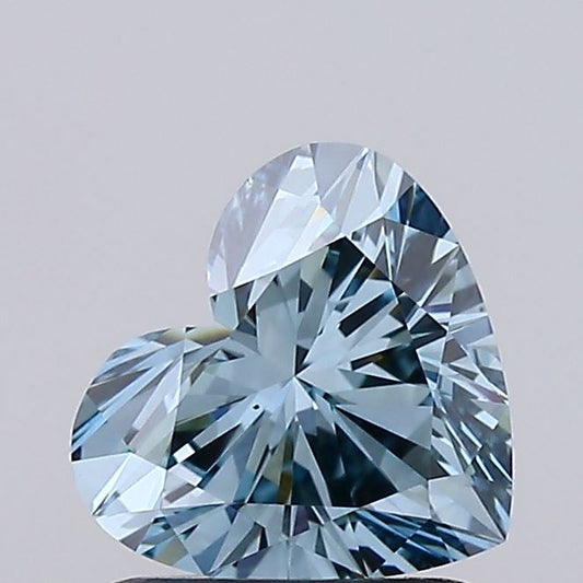 Heart 1.01ct Fancy Intense Greenish Blue VS1 For ring Lab Grown Diamond