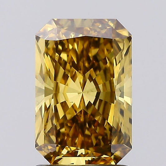 Minimalist 1.55 CT Radiant Shape Fancy Intense Brown Yellow Color VS1 Clarity Lab Grown Diamond For One Touch