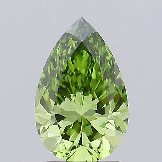Pear 1.91ct Fancy Vivid  Green VS1 Lab Grown Diamond