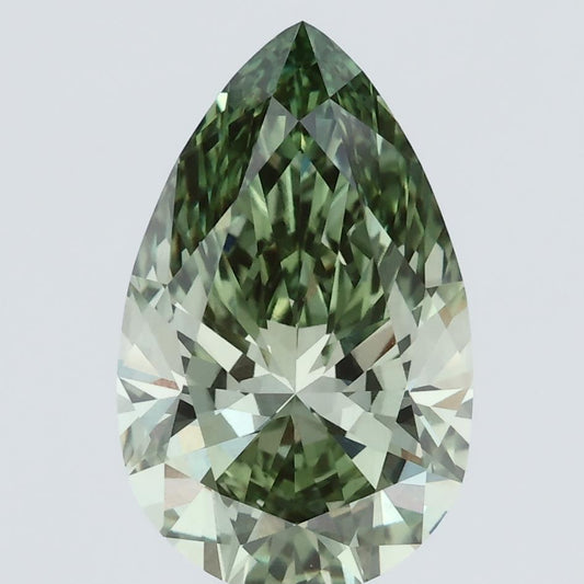 Pear 2.86ct Fancy Vivid  Green VS1 Lab Grown Diamond
