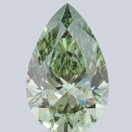 Pear 3.51ct Fancy Vivid  Green VS2 Lab Grown Diamond