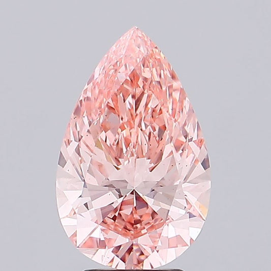 Pear 3.59ct Fancy Vivid  Pink VS2 Lab Grown Diamond IGI Certified
