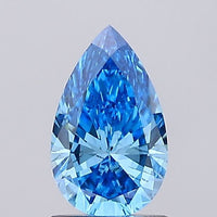Premium Pear Shape Fancy Vivid Blue Color 1.00 CT SI1 Clarity Moissanite Diamond For Her Ring