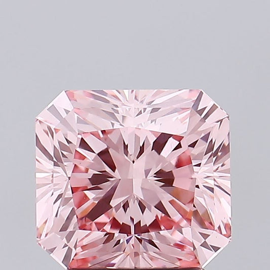 Radiant 2.94ct Fancy Vivid  Pink VVS2 Lab Grown Diamond