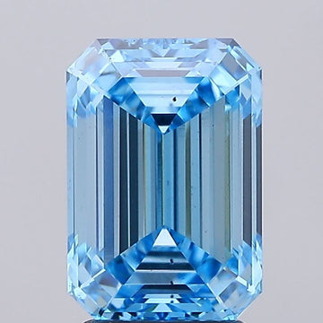 Timeless Of 3.09 CT Emerald Shape Fancy Vivid Blue  Color VS2 Clarity Lab Grown Diamond For Past Blue