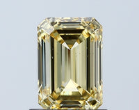 Trendy 1.06 CT Emerald Shape Fancy Intense Yellow Color VS1 Clarity Lab grown Diamond For Anniversary Ring