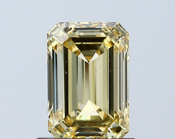 Trendy 1.06 CT Emerald Shape Fancy Intense Yellow Color VS1 Clarity Lab grown Diamond For Anniversary Ring