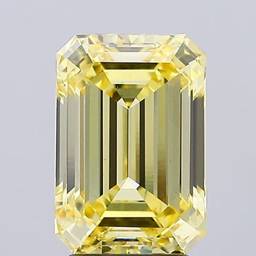 Trendy Of 3.85 CT Emerald Shape Fancy Intense Yellow Color VS2 New Light Clarity Lab Grown Diamond For