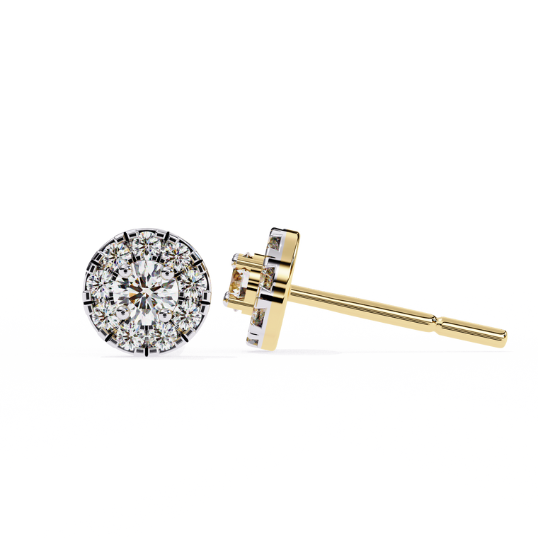 Round Cut Cluster Halo Stud Earrings - view 2