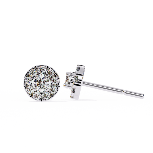 Round Cut Cluster Halo Stud Earrings - view 4