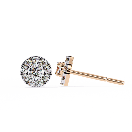 Round Cut Cluster Halo Stud Earrings - view 3