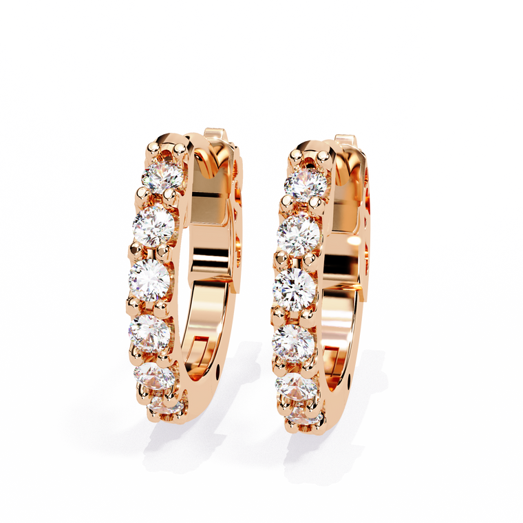 Round Brilliant Cut Hoop Earrings - view 2