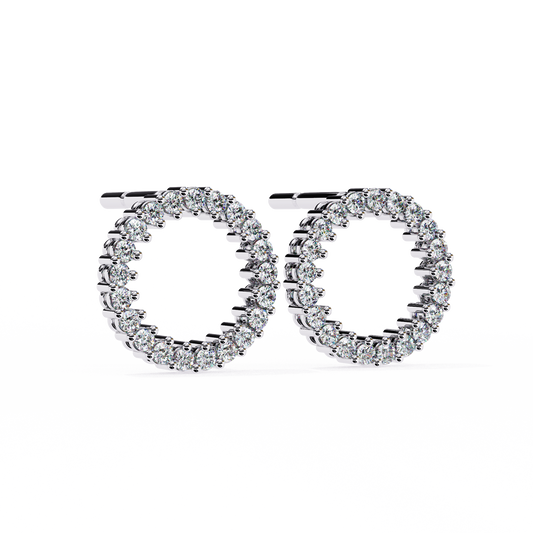 Round Cut Prong Set Circle Earrings - view 3