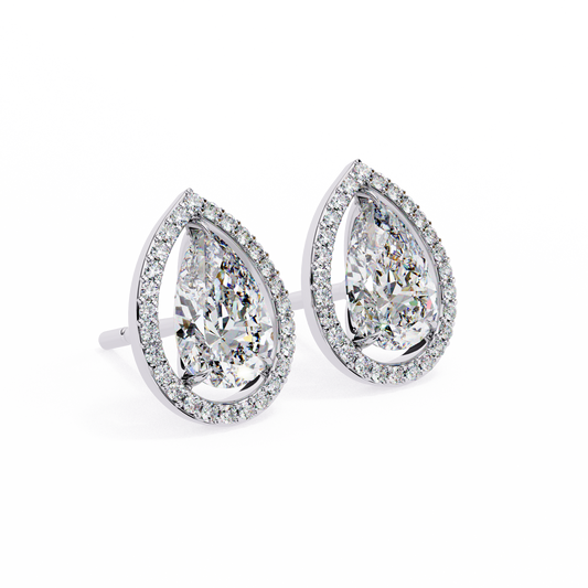 Pear Shaped Halo Stud Earrings - view 4