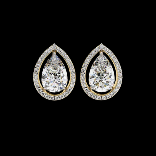 0.71 CT Luxury Lab Created Pear Shaped Halo Stud Earrings Perfect for Special Occasions