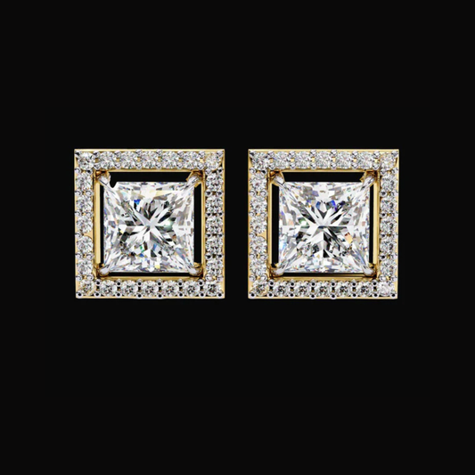 0.72 CT Precious Adornments Lab Grown Princess Cut Diamond Earrings Unparalleled Elegance