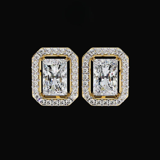 0.80 CT Best Lab Grown Radiant Cut Halo Diamond Earrings For Anniversary Gift