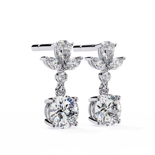 Pear and Marquise Floral Cluster Drop Earrings - view 4