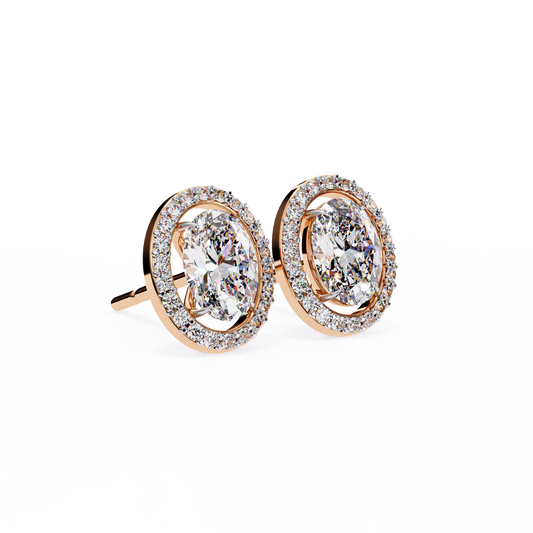 Oval Cut Halo Stud Earrings - view 3