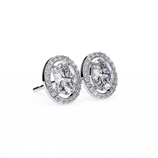 Oval Cut Halo Stud Earrings - view 4