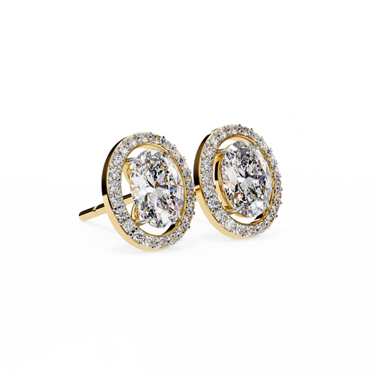 Oval Cut Halo Stud Earrings - view 2