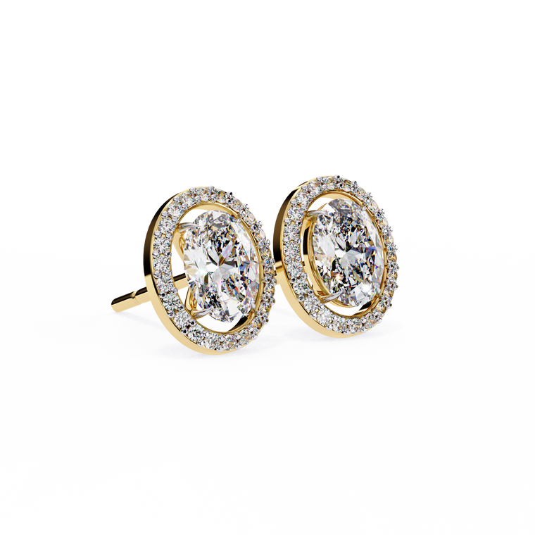 Oval Cut Halo Stud Earrings - view 2