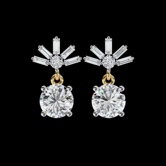 0.86 TCW Stunning Moissanite Diamond Baguette and Round Brilliant Cut Harmony Earring