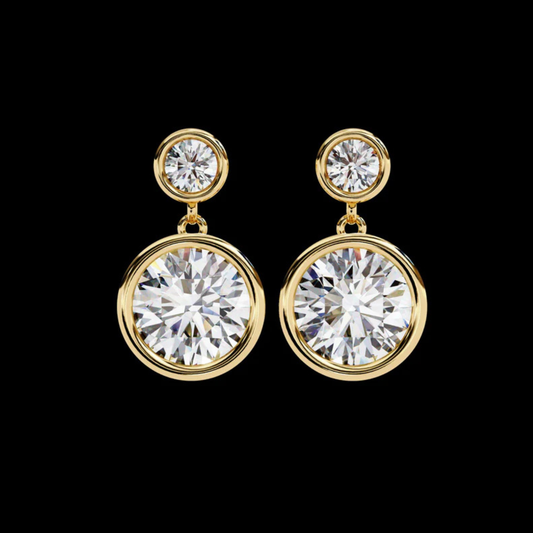 1.83 TCW Sophisticated Moissanite Bezel Set Radiant Round Cut Diamond Earring for the Discerning