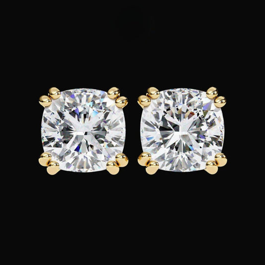 2.24 TCW Timeless Cushion Cut Lab Grown Stud Earrings Set in Elegant Prong Settings with Brilliant Sparkle