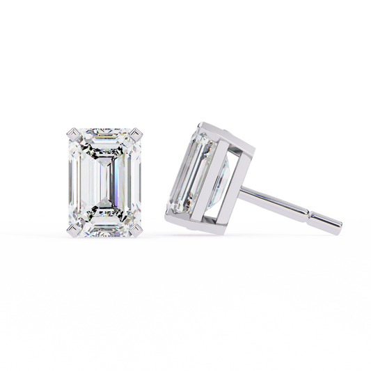 Emerald Cut Corner Prong Earrings - view 2
