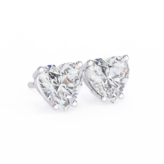 Heart Shaped Prong Set Stud Earrings - view 4