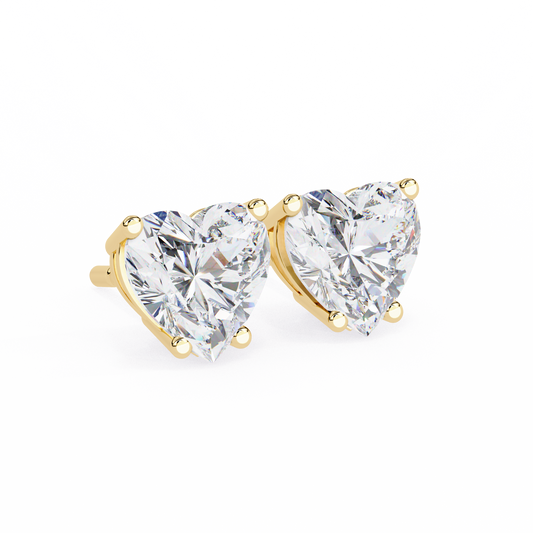 Heart Shaped Prong Set Stud Earrings - view 2