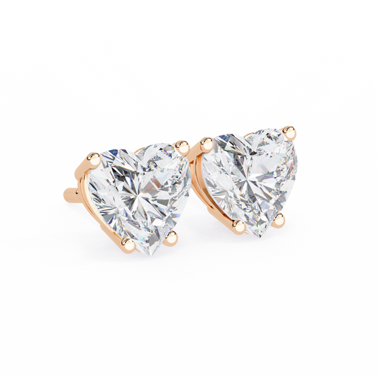 Heart Shaped Prong Set Stud Earrings - view 3