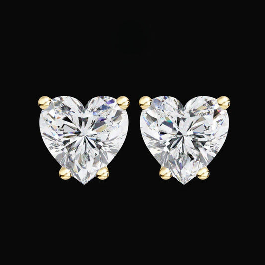 2.43 TCW Romantic Brilliant Heart Shaped Lab Grown Stud Earrings in Elegant Prong Setting for Timeless Sparkle