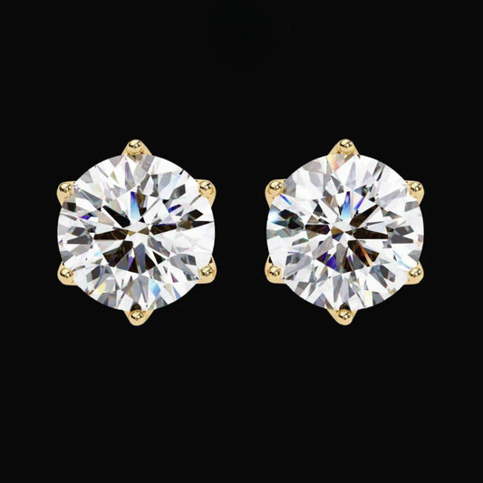 2.57 CT Premium Elegant Moissanite Six Prong Round Cut Diamond Solitaire Earrings for Her