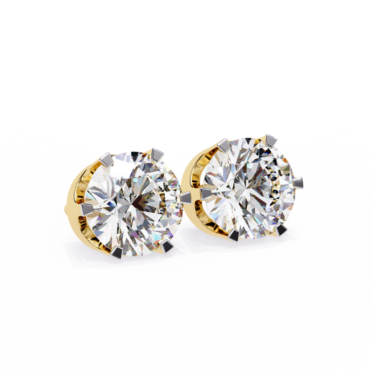 Round Six Prong Basket Solitaire Stud Earrings - view 2