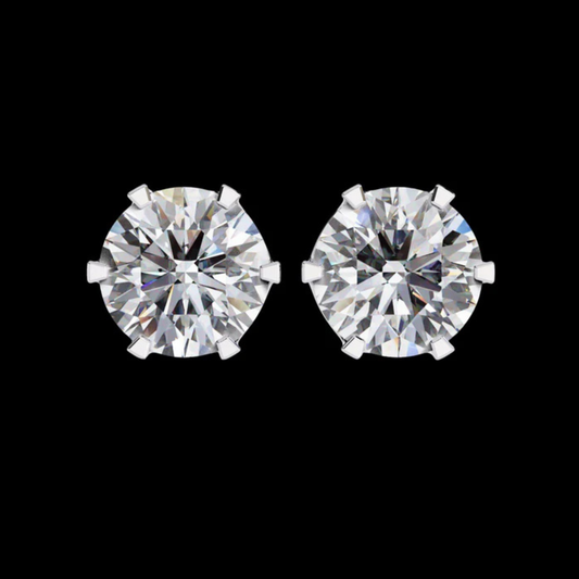 2.57 TCW Luxury Lab Grown Diamond Round Cut Solitaire Stud Earrings with Classic Six Prong Setting