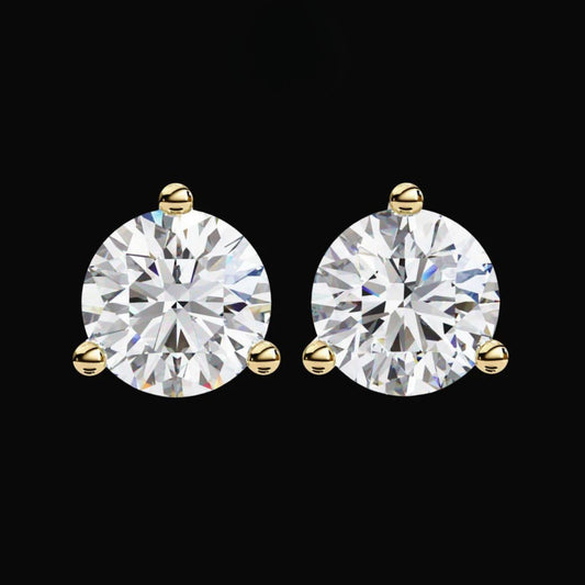 2.57 TCW Premium Moissanite Round Diamond Stud Earrings Luxury Gift with Classic Three Prong Setting