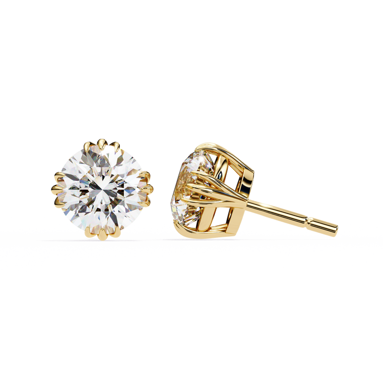 Round Cut Multi Prong Solitaire Stud Earrings - view 2