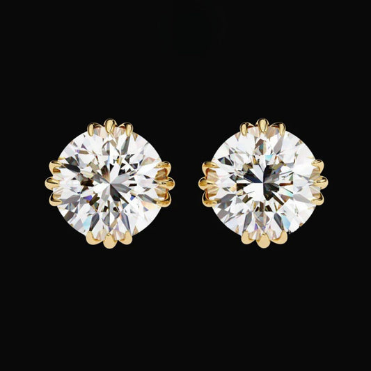 2.80 TCW Luxury Radiant Moissanite Round Cut Diamond Solitaire Stud Earrings in Elegant Prong Setting